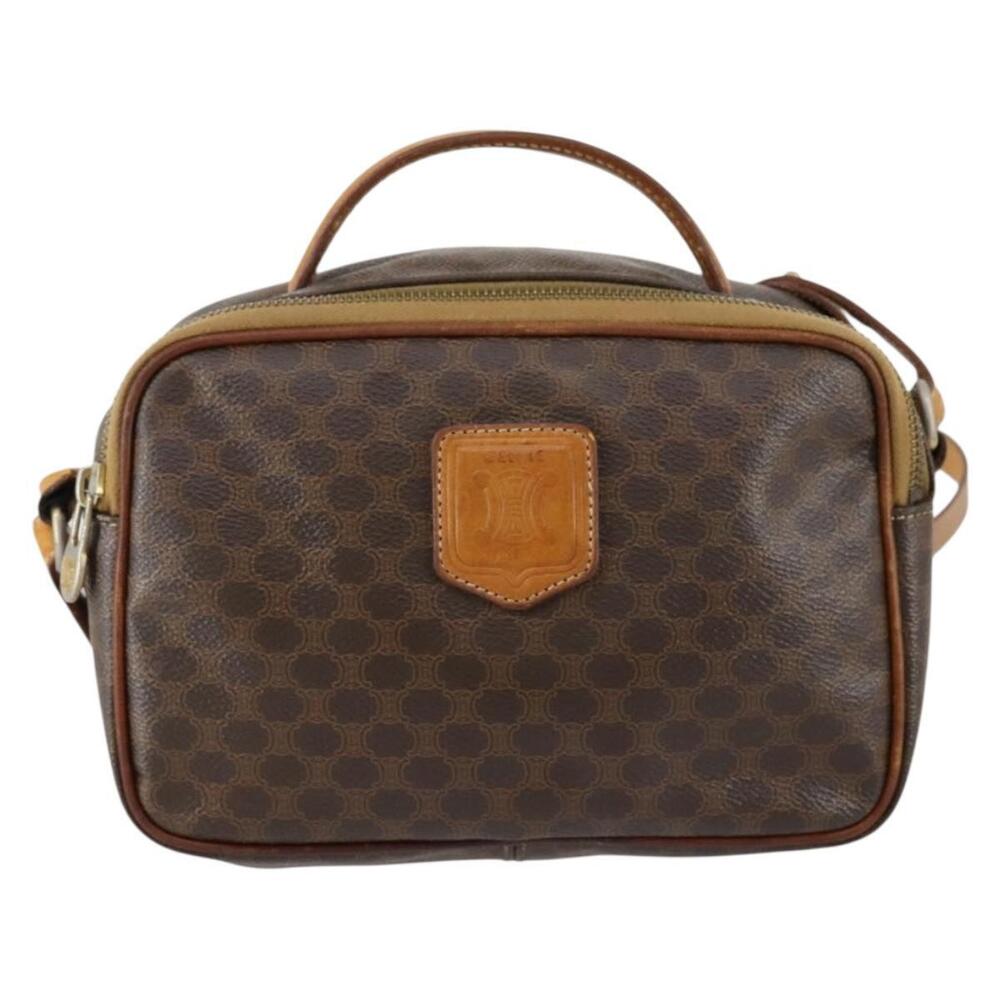 CELINE Macadam Canvas Hand Bag PVC Leather 2way Brown Gold Auth 154376 - Picture 13 of 16